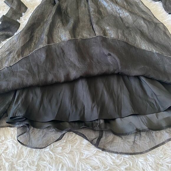 Choosy Gray Metallic A-line Halter Mini Dress with Open Back and Bow Tie Size S - Picture 10 of 10